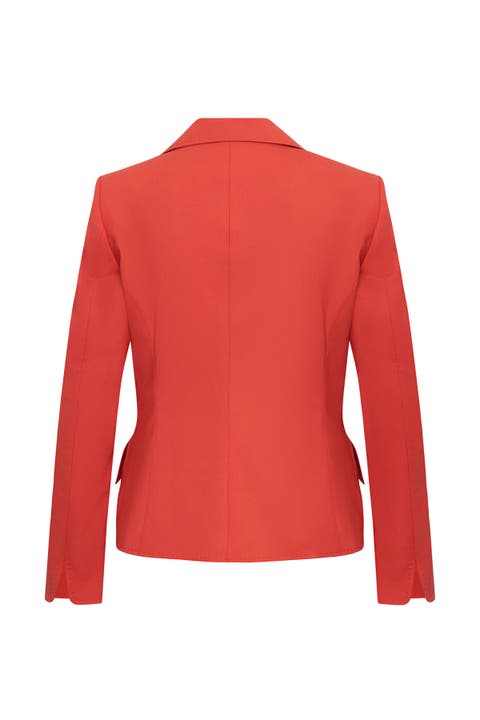 Cool Wool Blazer With Flower Application