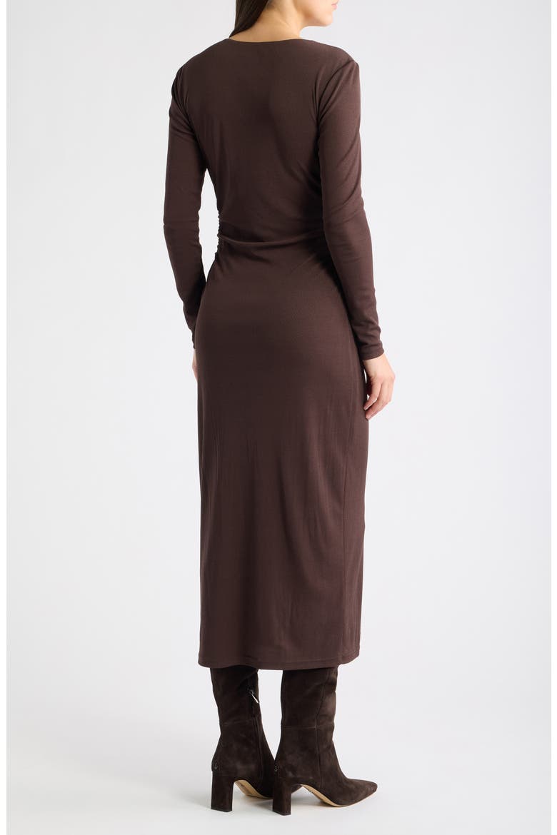 Side Ruched Long Sleeve Maxi Dress, Alternate, color, ESPRESSO