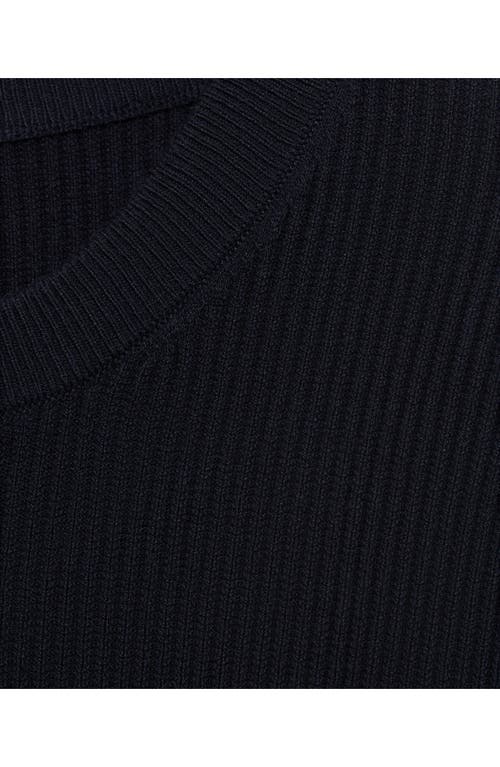 Mango Regular Fit Crewneck Rib Sweater In Blue