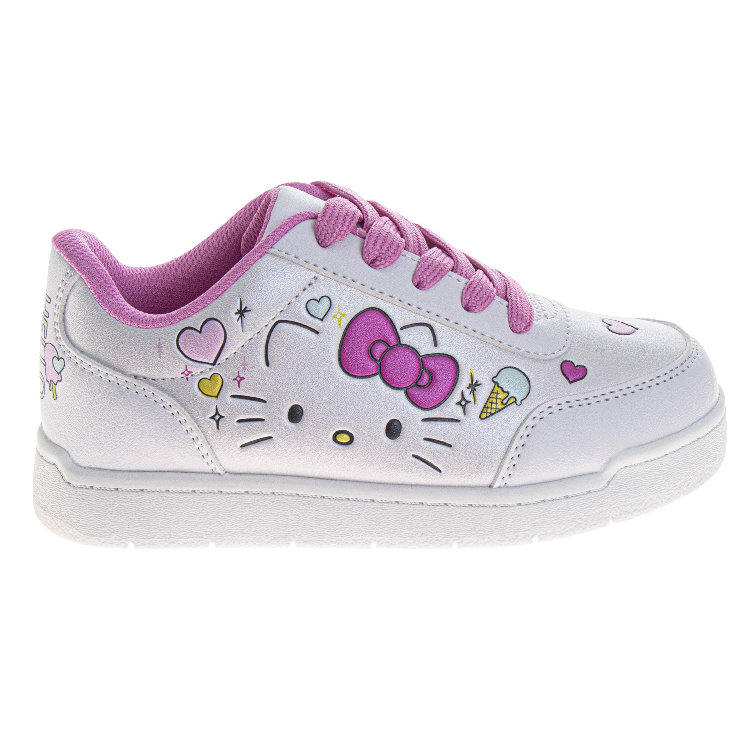 Sanrio Hello Kitty Sneakers for Girls  Colorful Official Casual Comfort Shoes, Alternate, color, White Pink