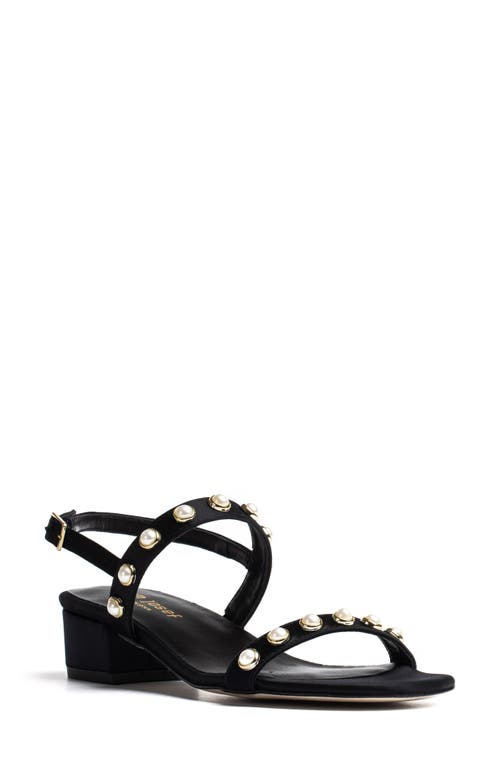 Jon Josef Sawyer Imitation Pearl Sandal in Black Satin  product