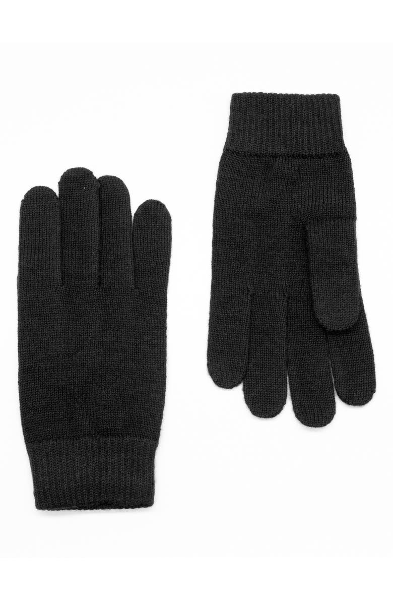 Portolano Ribbed Merino Wool Gloves, Main, color, Black