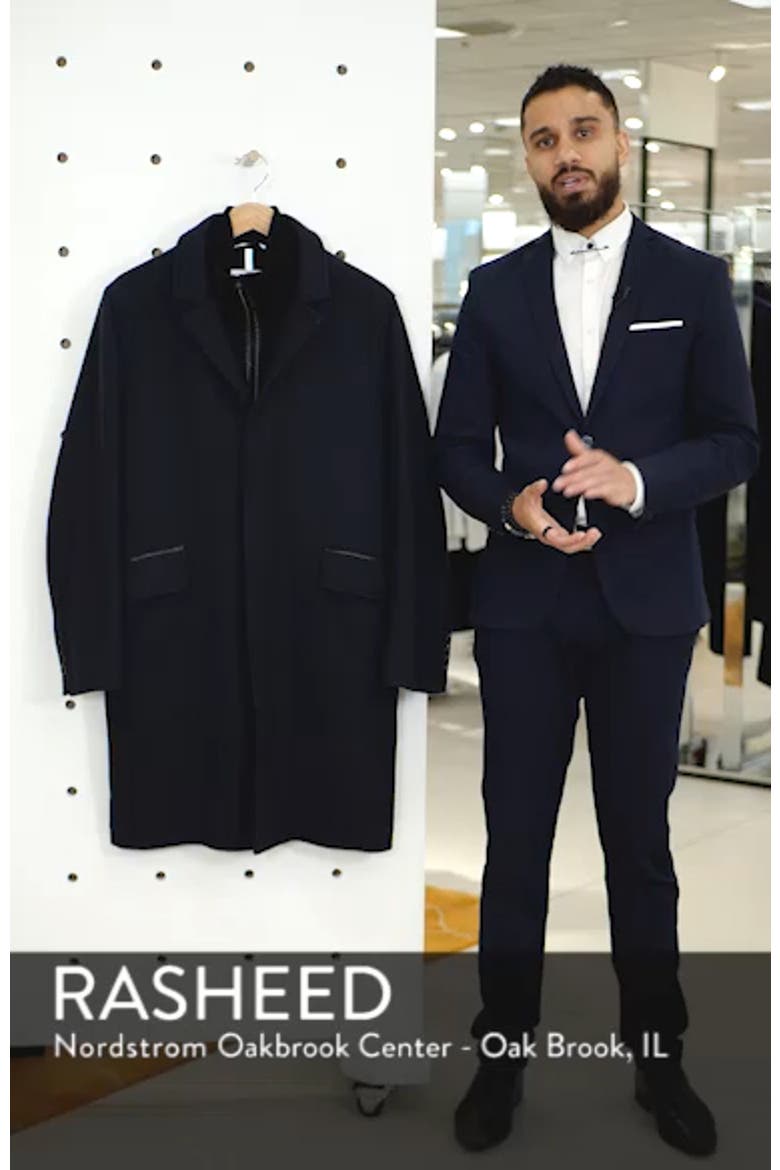 Wool Blend Overcoat with Knit Bib Inset video