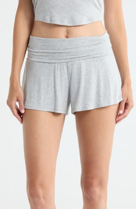 Rib Foldover Waist Pajama Shorts