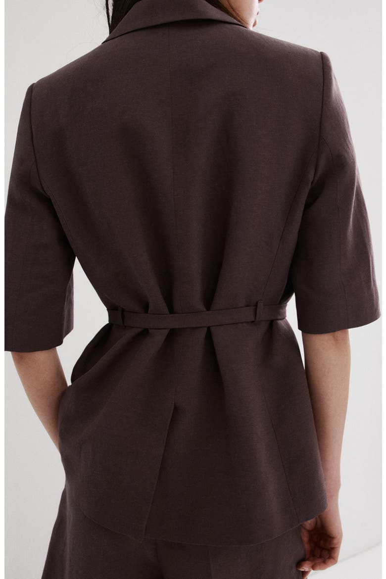 Argelia Belted Short Sleeve Blazer, Alternate, color, PURPLE