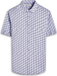 Bugatchi Miles OoohCotton® Geometric Print Short Sleeve Button-Up Shirt
