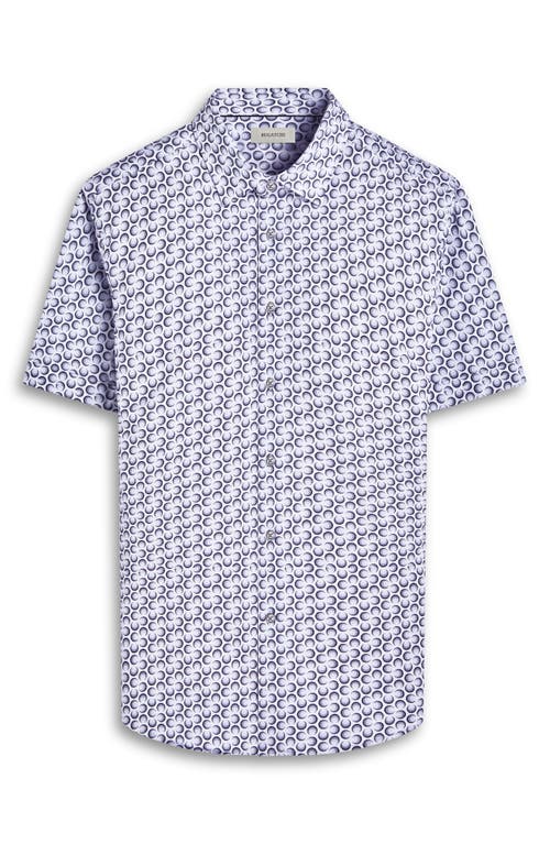 Bugatchi Miles Ooohcotton® Geometric Print Short Sleeve Button-up Shirt In Zinc