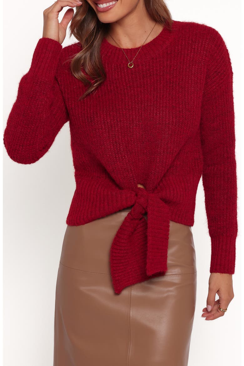 Captivate Tie Hem Sweater, Main, color, RED