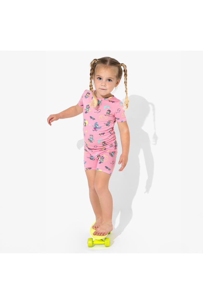 Skater Kitty Kids 2-Piece Short Sleeve & Shorts Pajama Set, Alternate, color, Skater Kitty