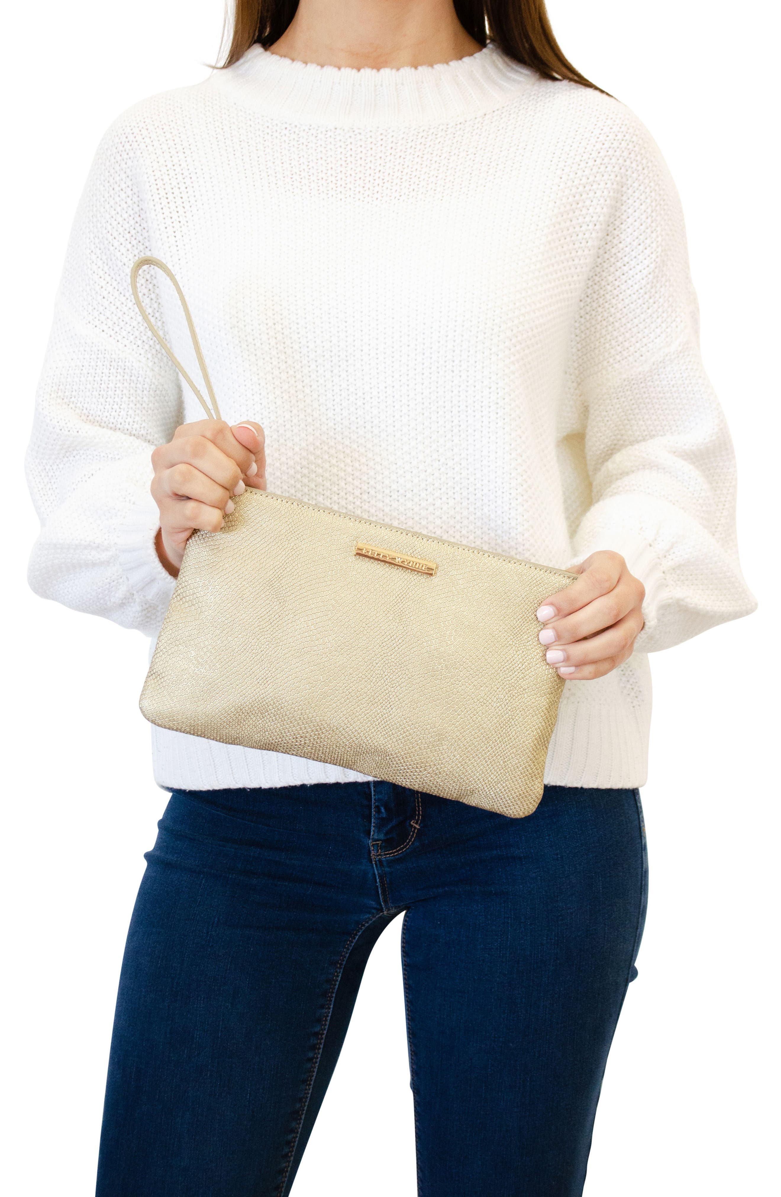 Risky Biz Convertible Leather Wristlet, Alternate, color, ANNIVERSARY GOLD