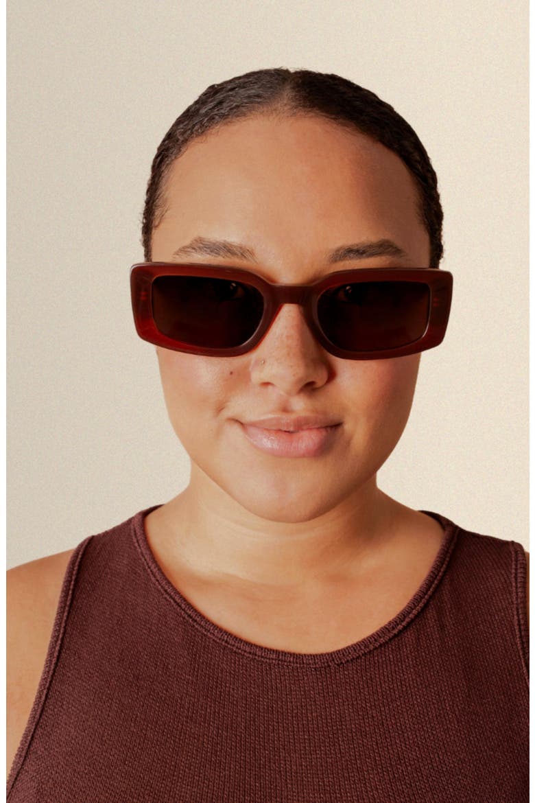 Palm Rectangular Polarized Sunglasses, Alternate, color, Brown