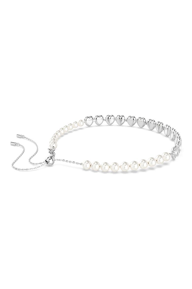 x Ariana Grande Angelic Crystal Heart & Faux Pearl Choker Necklace, Alternate, color, WHITE/ SILVER