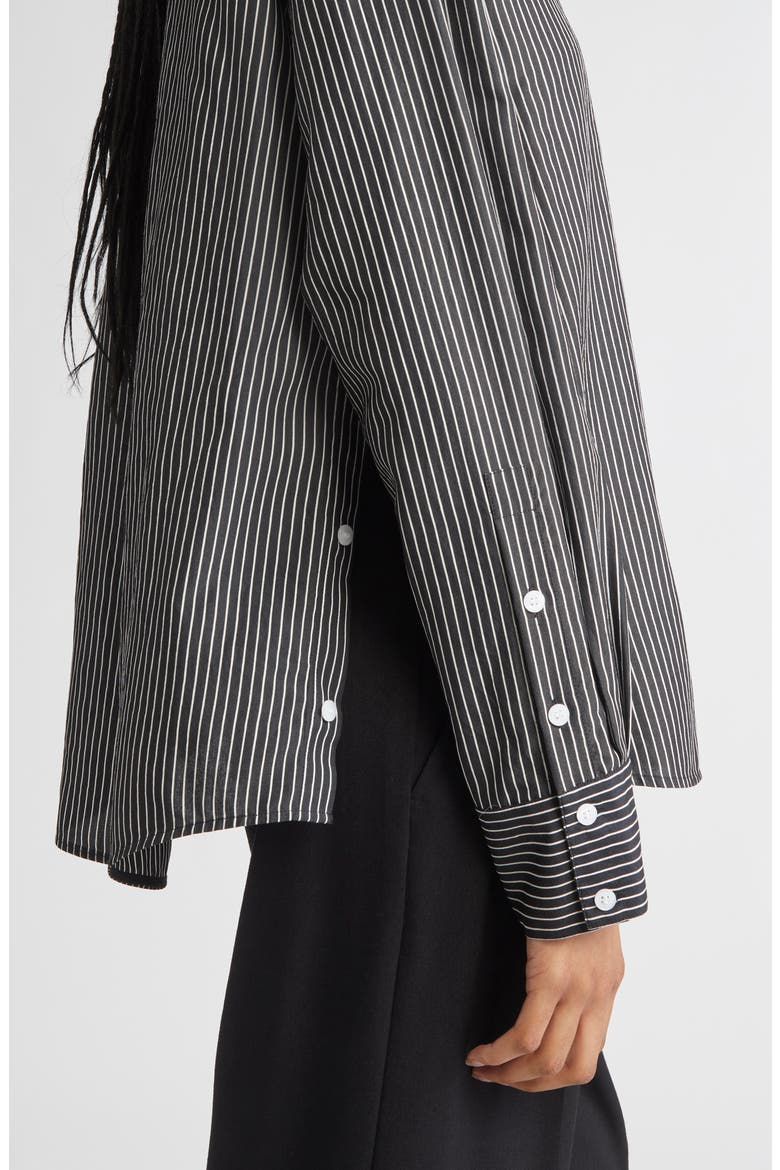Lynsey Stripe Button-Up Shirt, Alternate, color, BLACK/ WHITE