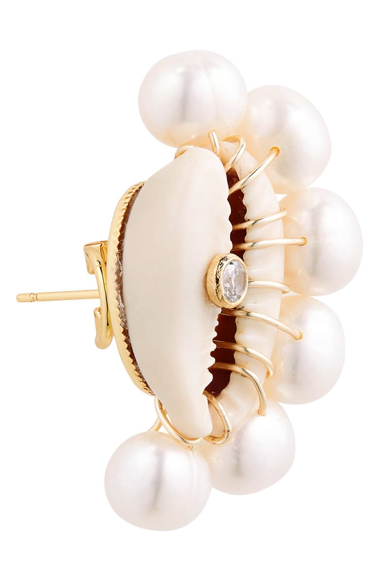Éliou Lara Shell & Freshwater Pearl Stud Earrings, Alternate, color, 