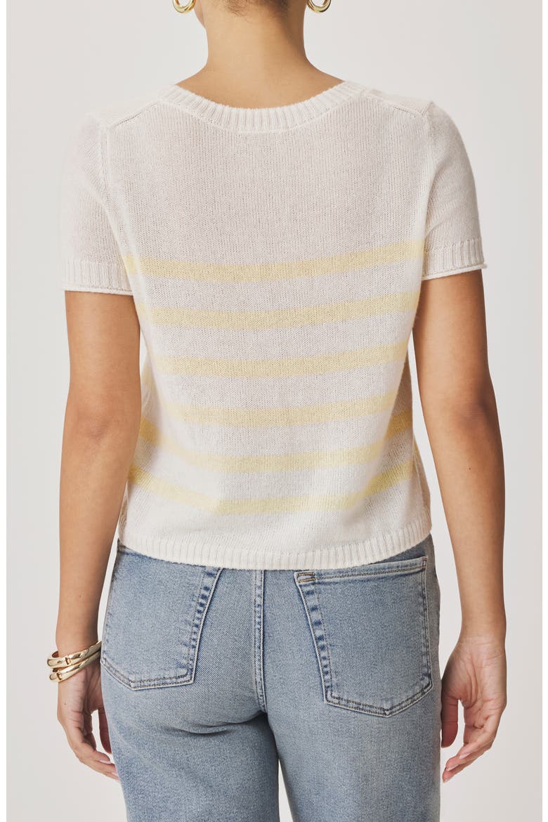 Emerson Stripe Short Sleeve Sweater, Alternate, color, SHELL/ HONEYSUCKLE