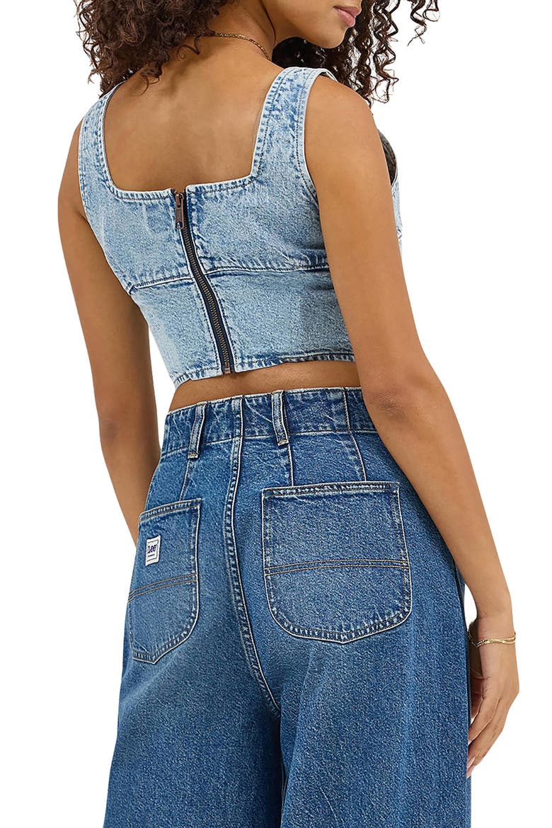 Denim Corset Top, Alternate, color, ROYAL INDIGO