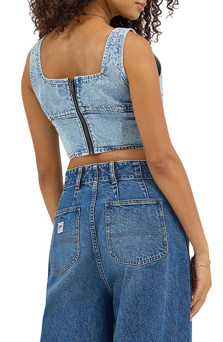 Lee Denim Corset Top, Alternate, color, Royal Indigo