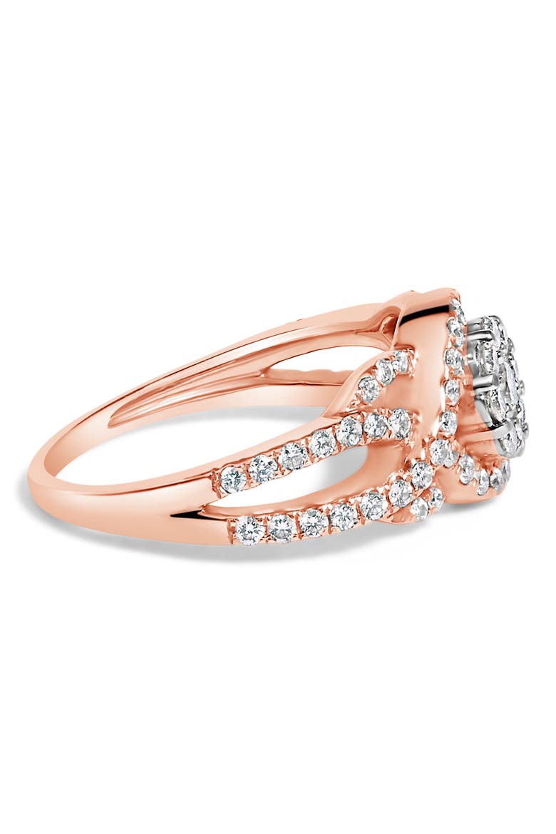 10K Gold 3/4 Ctw Diamond Floral Cluster Head Cocktail Ring, Alternate, color, Rose Gold