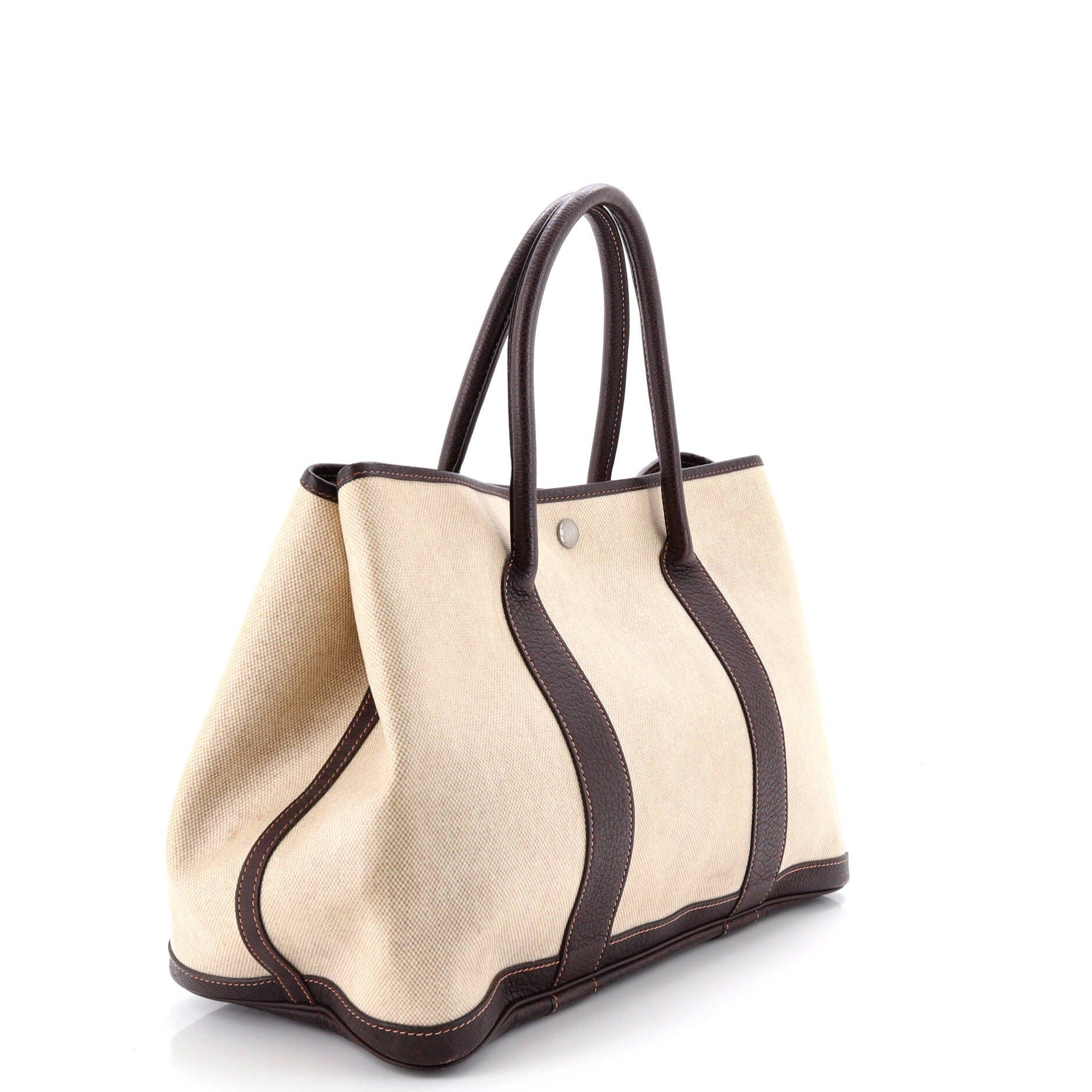 Pre-Owned Hermes Garden Party Tote Toile and Leather 36, Alternate, color, Cocaon