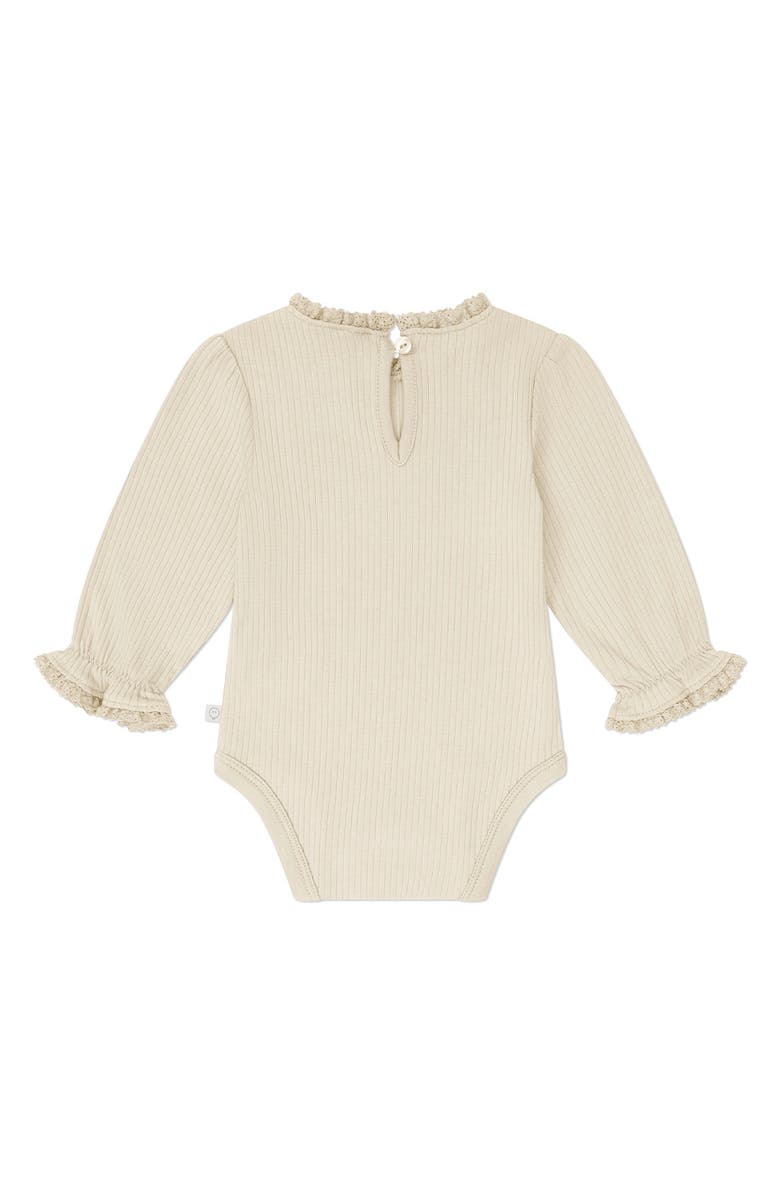 MORI Ruffle Trim Long Sleeve Rib Bodysuit, Alternate, color,