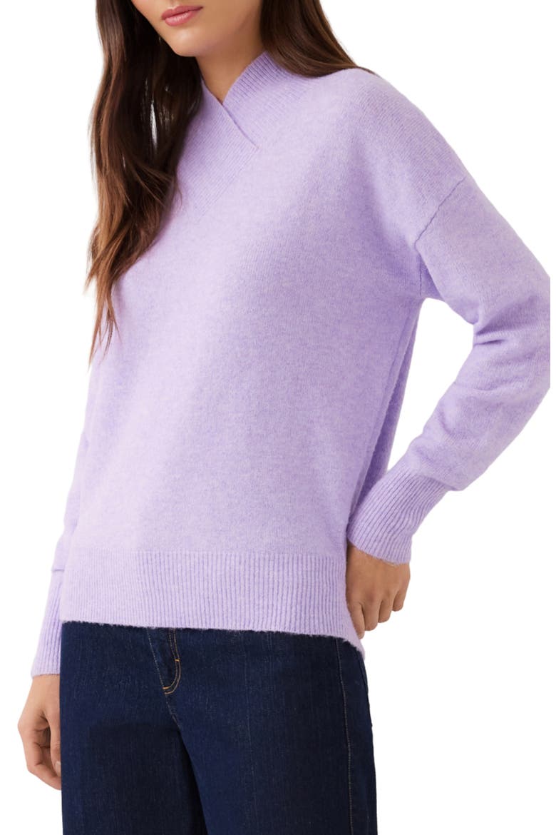 Crossover Shawl Collar Sweater, Alternate, color, LAVENDER