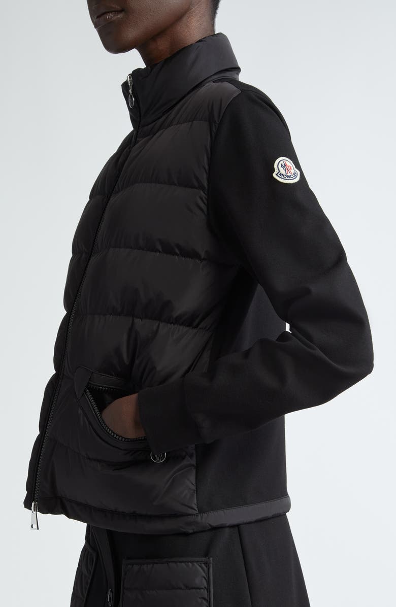 Moncler Mixed Media Down Puffer Jacket, Alternate, color, Black