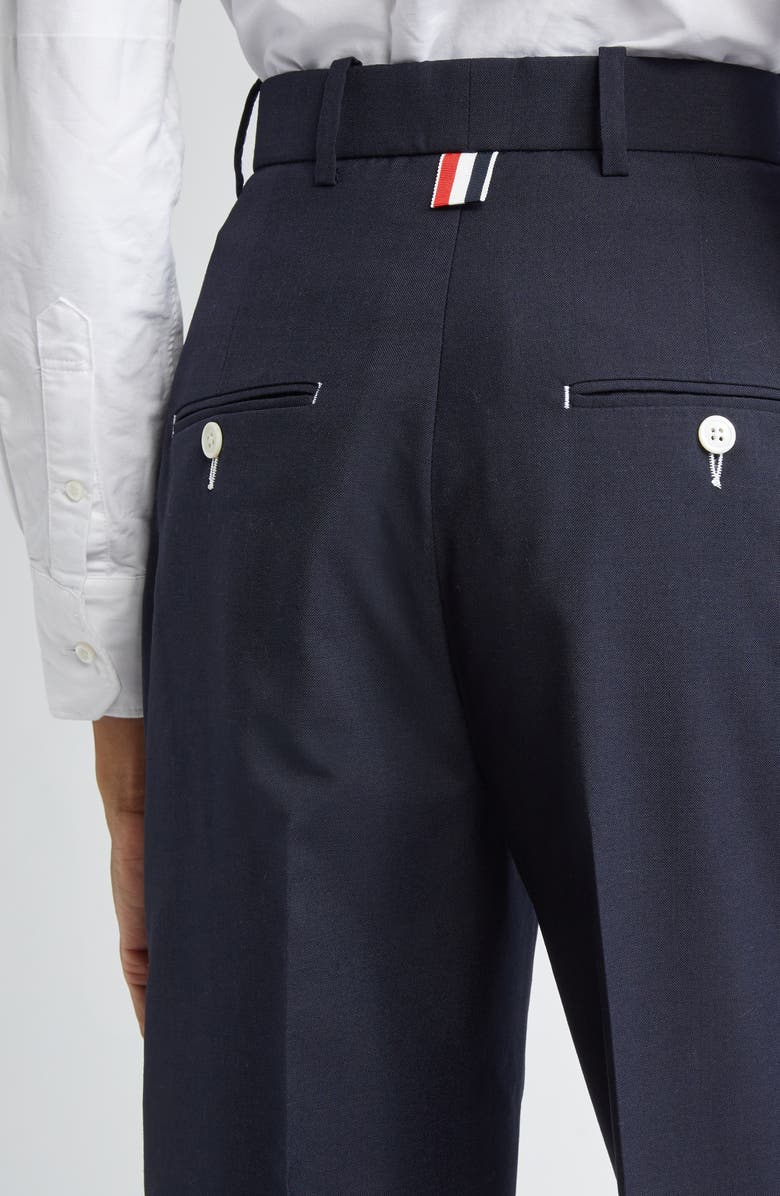 Thom Browne School Uniform Pleated High Waist Crop Pants, Alternate, color, Navy