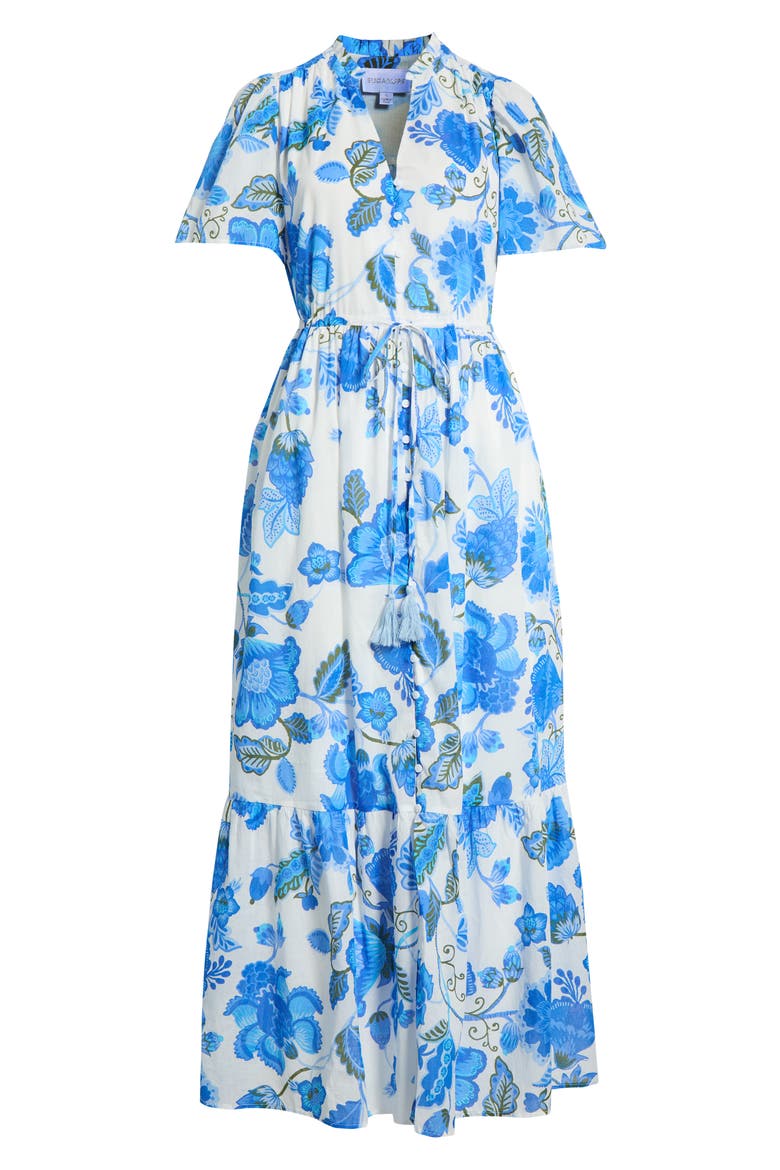 Samian Floral Kissa Button Down Dress, Alternate, color, WHITE-BLUE-GREEN