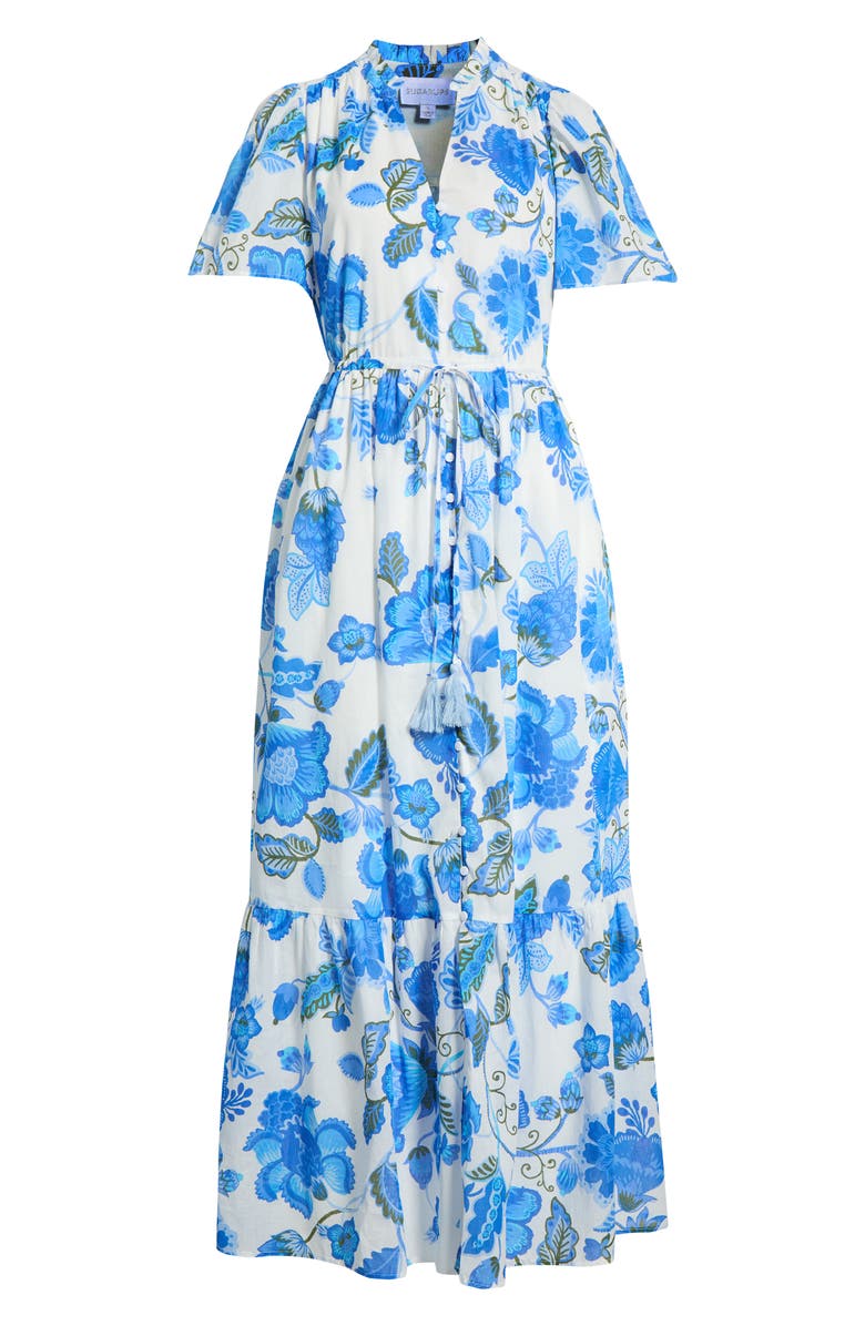 SUGARLIPS Samian Floral Kissa Button Down Dress, Main, color, White-Blue-Green