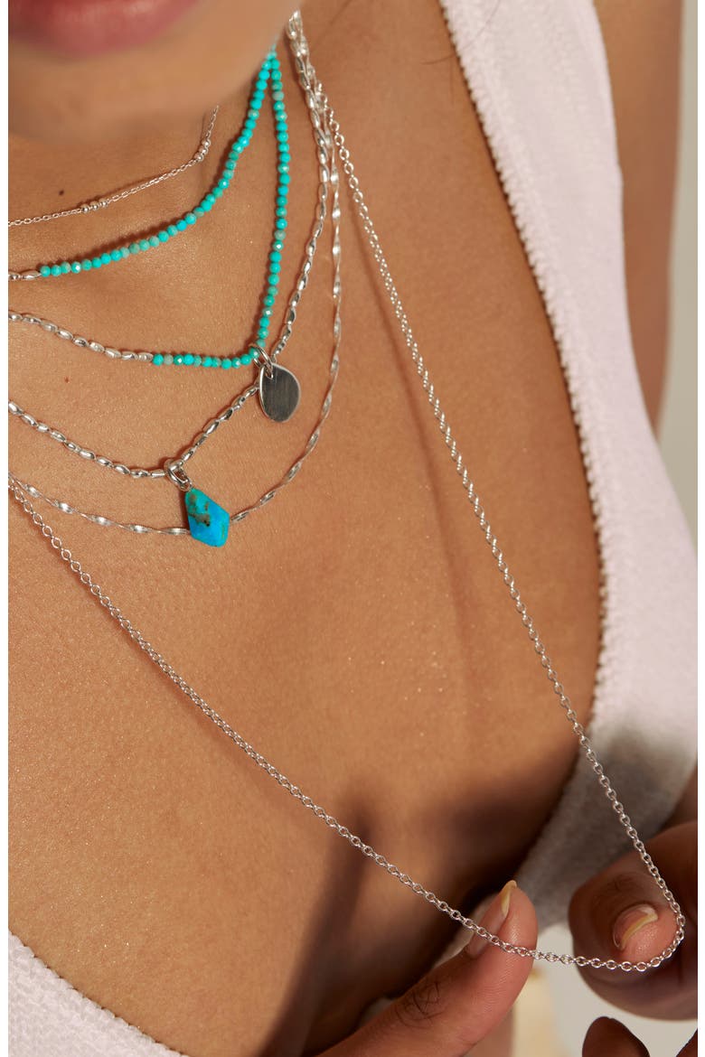 Mini Nugget Stone Beaded Necklace, Alternate, color, SILVER