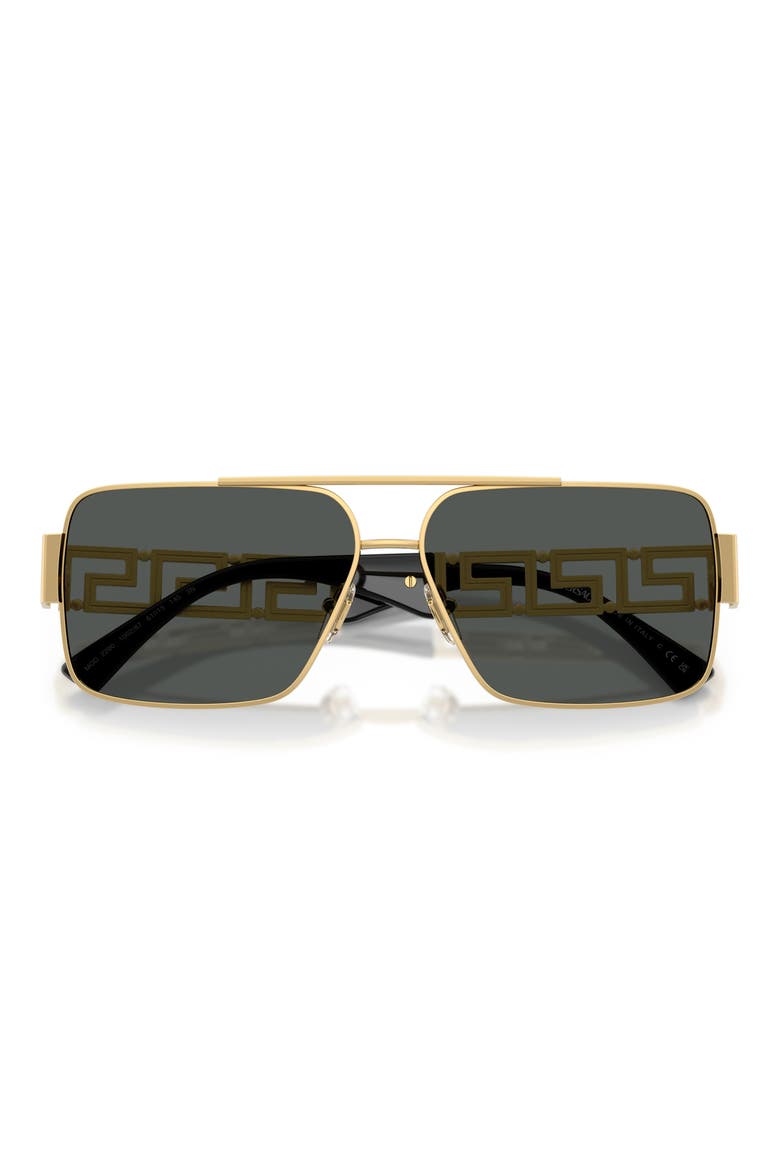 61mm Rectangular Sunglasses, Alternate, color, GOLD / DARK GREY