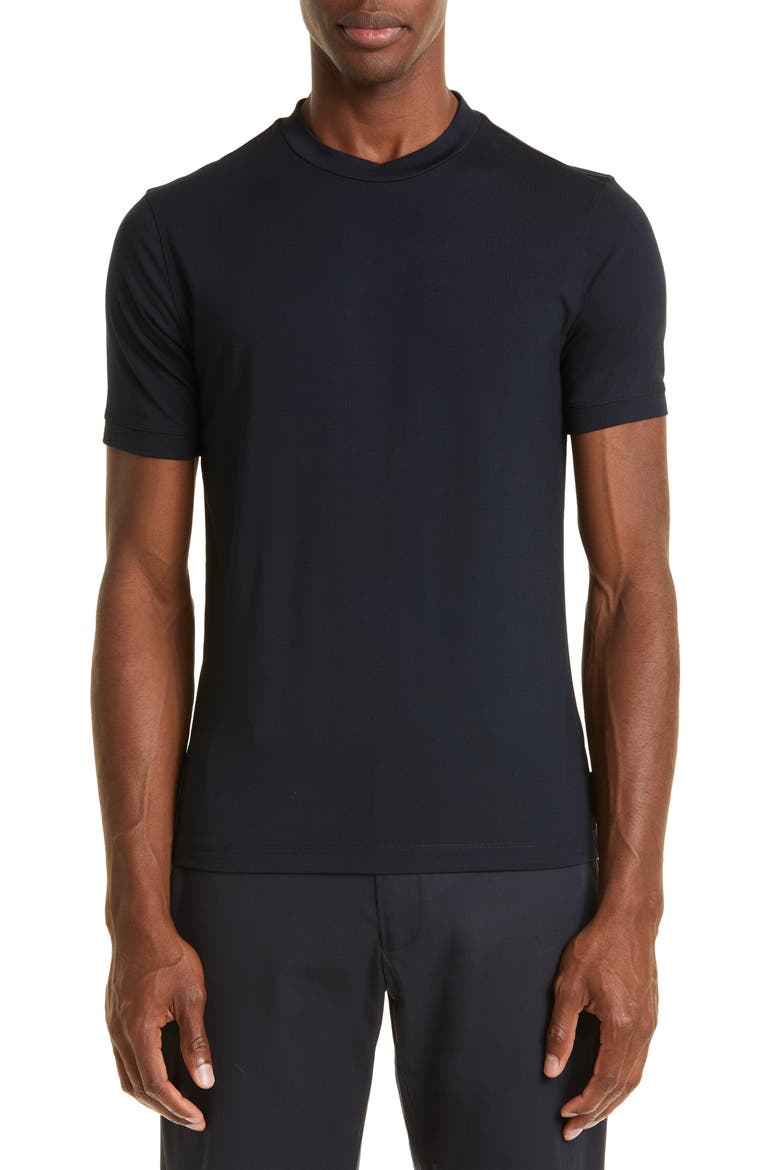 Men's Navy Stretch Viscose T-Shirt, Main, color, NAVY