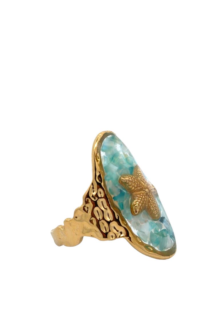 Starfish Statement Ring with Sculpted Design, Alternate, color, yellow