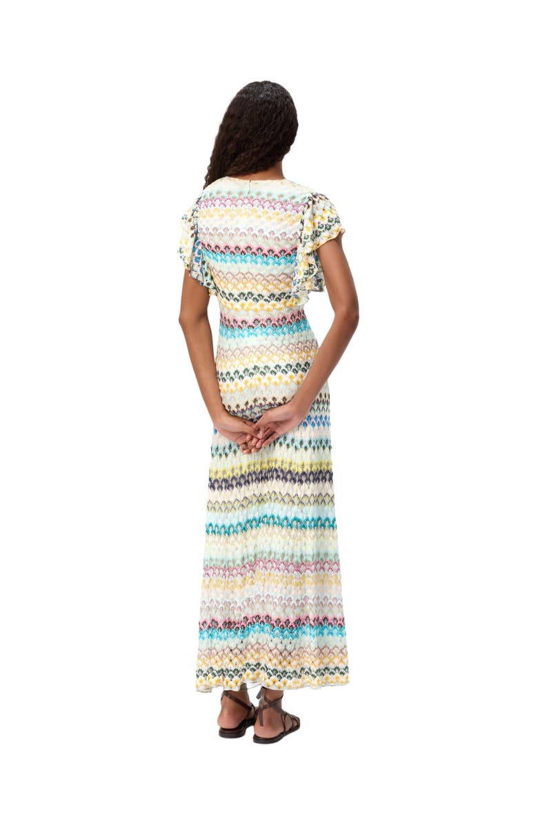 Missoni Dégradé Lace Long Dress With V-neck And Ruffled Sleeves, Alternate, color, Multicoloured