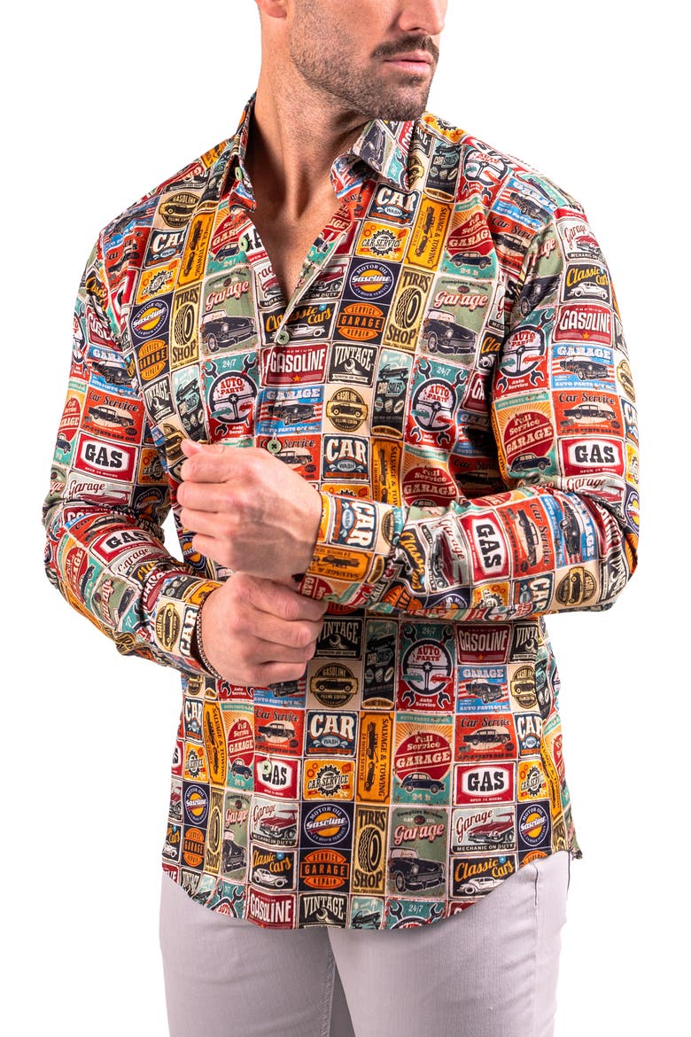 Fibonacci Resistance Contemporary Fit Button-Up Shirt, Alternate, color, RED/ YELLOW MULTI
