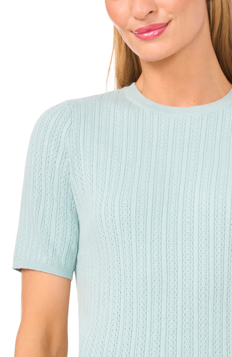 Halogen<sup>®</sup> Pointelle Stitch Short Sleeve Sweater, Alternate, color, Aqua Maligne