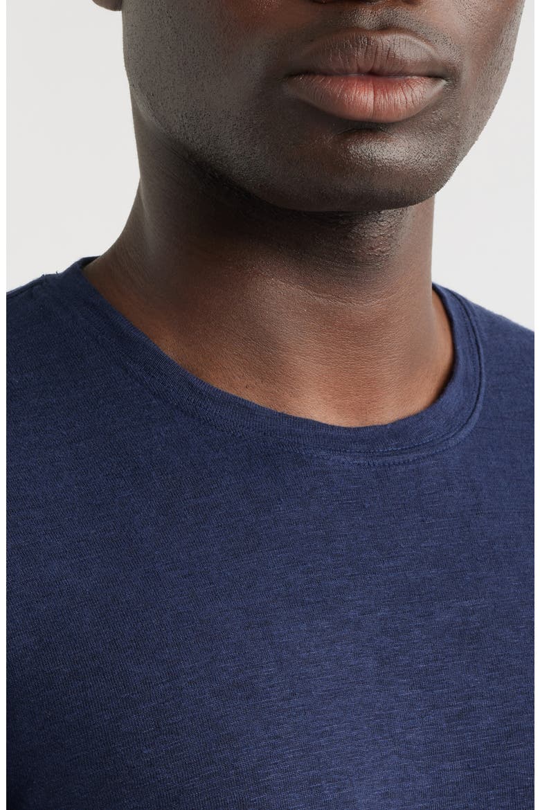 Bryce Crewneck Stretch Linen T-Shirt, Alternate, color, DEEP NAVY