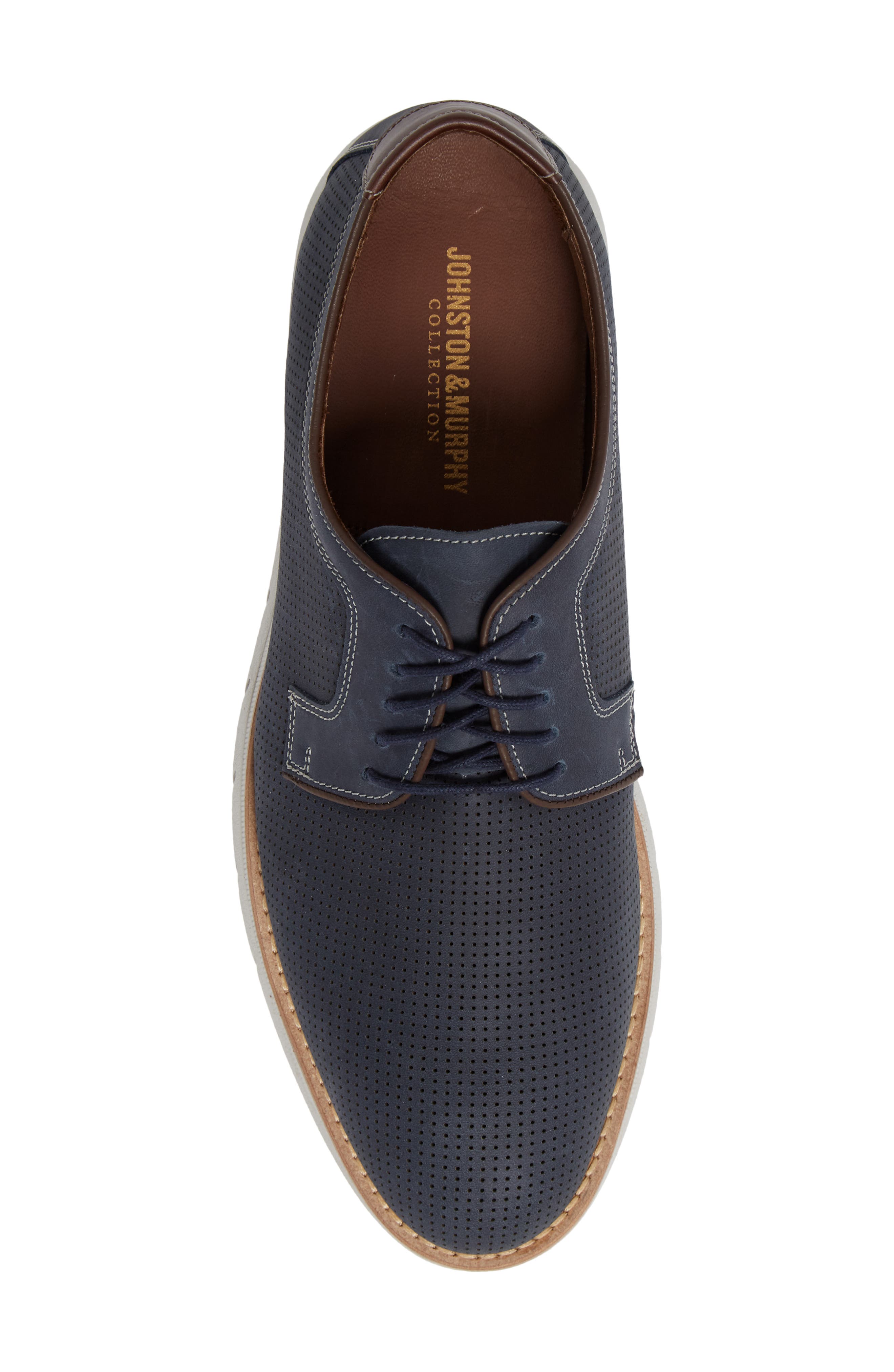 Johnston & Murphy Vaughn Plain Toe Derby, Alternate, color, NAVY OILED