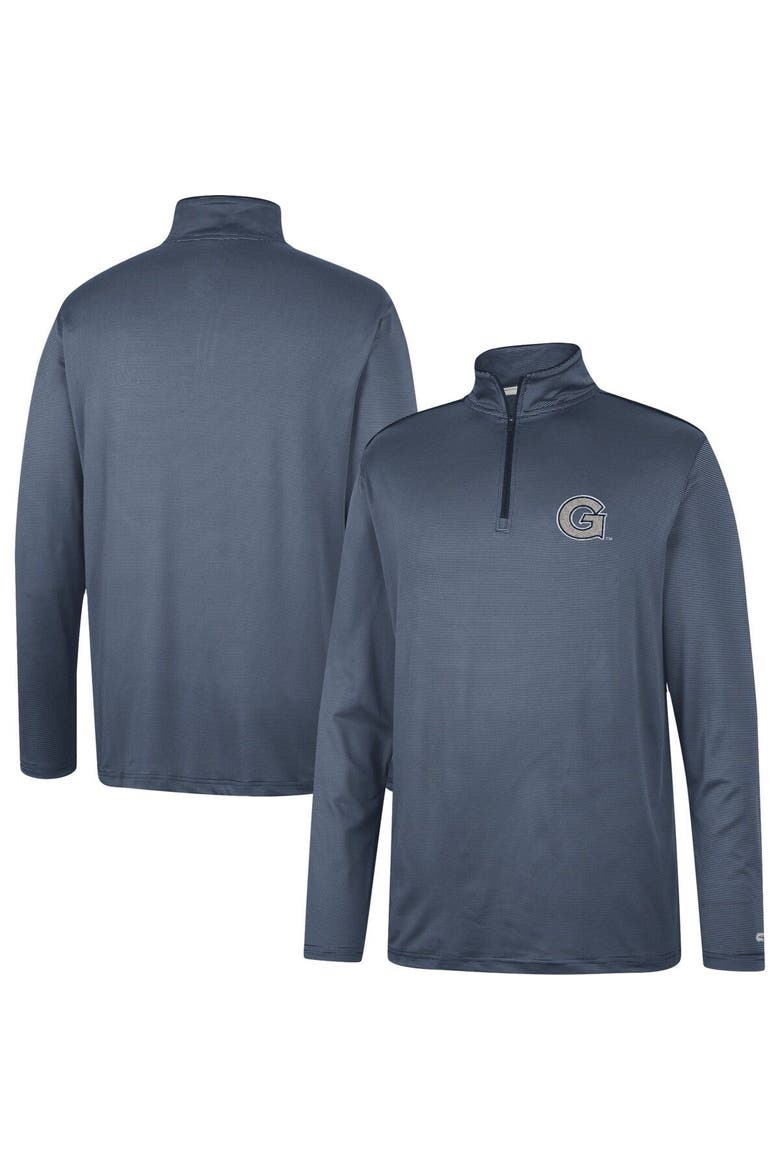 Men's Colosseum Navy Georgetown Hoyas Logo Quarter-Zip Windshirt, Alternate, color, Navy