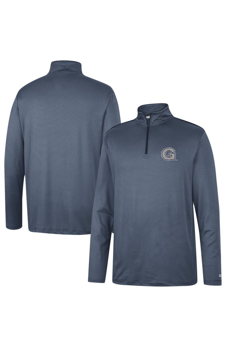 COLOSSEUM Men's Colosseum Navy Georgetown Hoyas Logo Quarter-Zip Windshirt, Alternate, color,