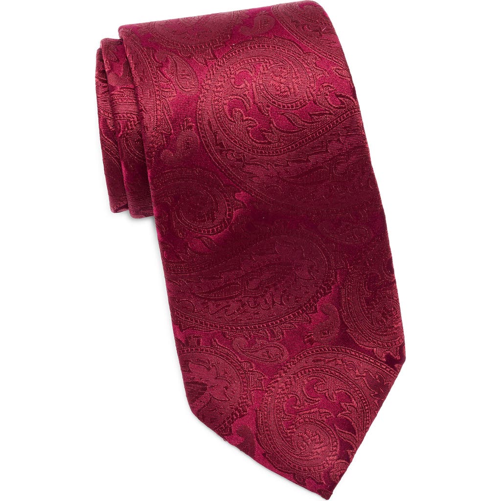 Duchamp Paisley Jacquard Silk Tie In Burgundy