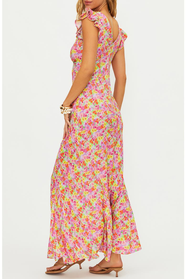 Elodie Flutter Sleeve Maxi Cover-Up Dress, Alternate, color, NEON BOUQUET
