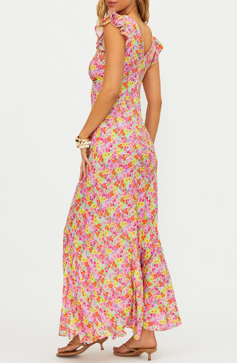 Beach Riot Elodie Flutter Sleeve Maxi Cover-Up Dress, Alternate, color, Neon Bouquet