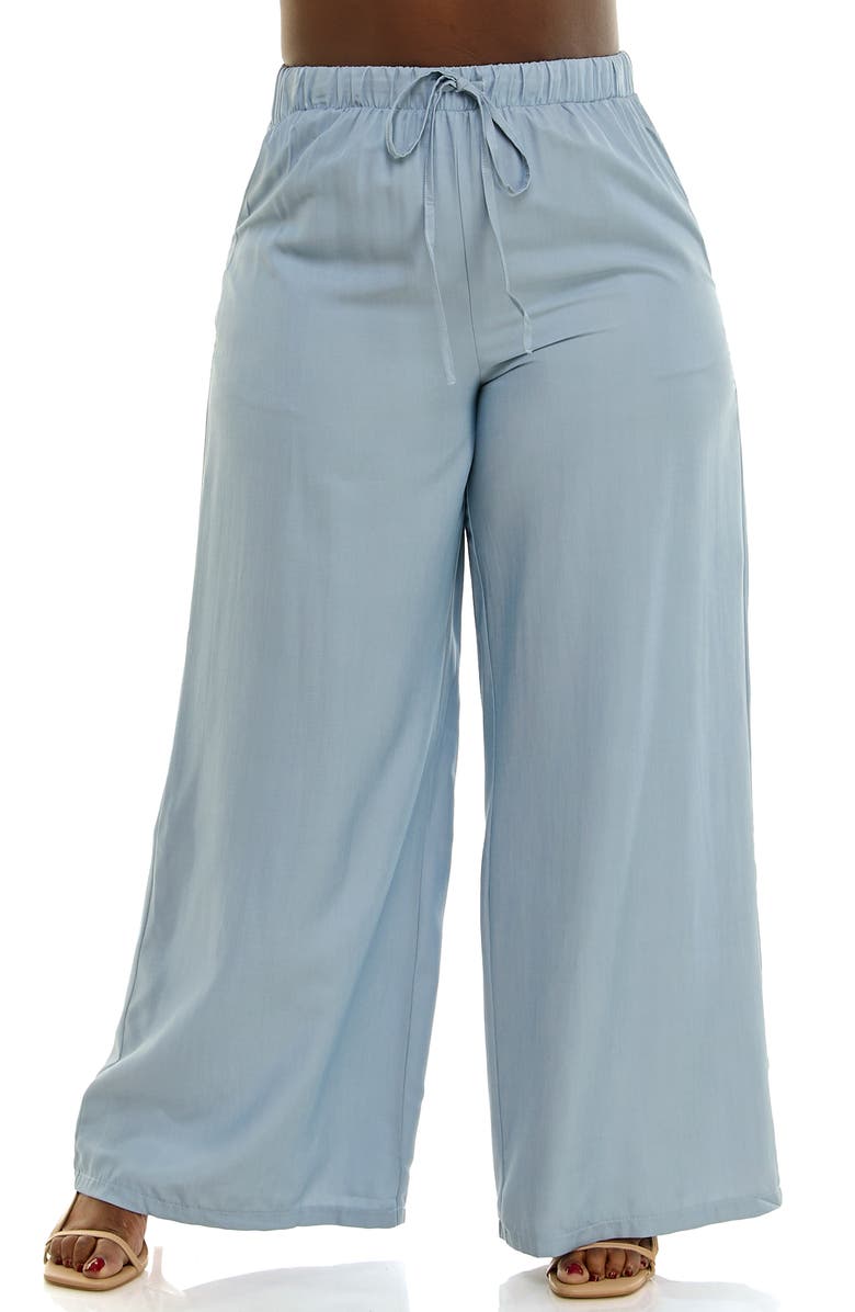 Nina Leonard Full Wide Leg Pants, Main, color, Light Blue