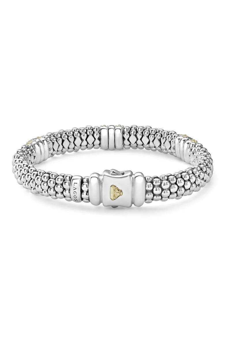 Lux 18k Gold Diamond Station Bracelet, Alternate, color, SILVER
