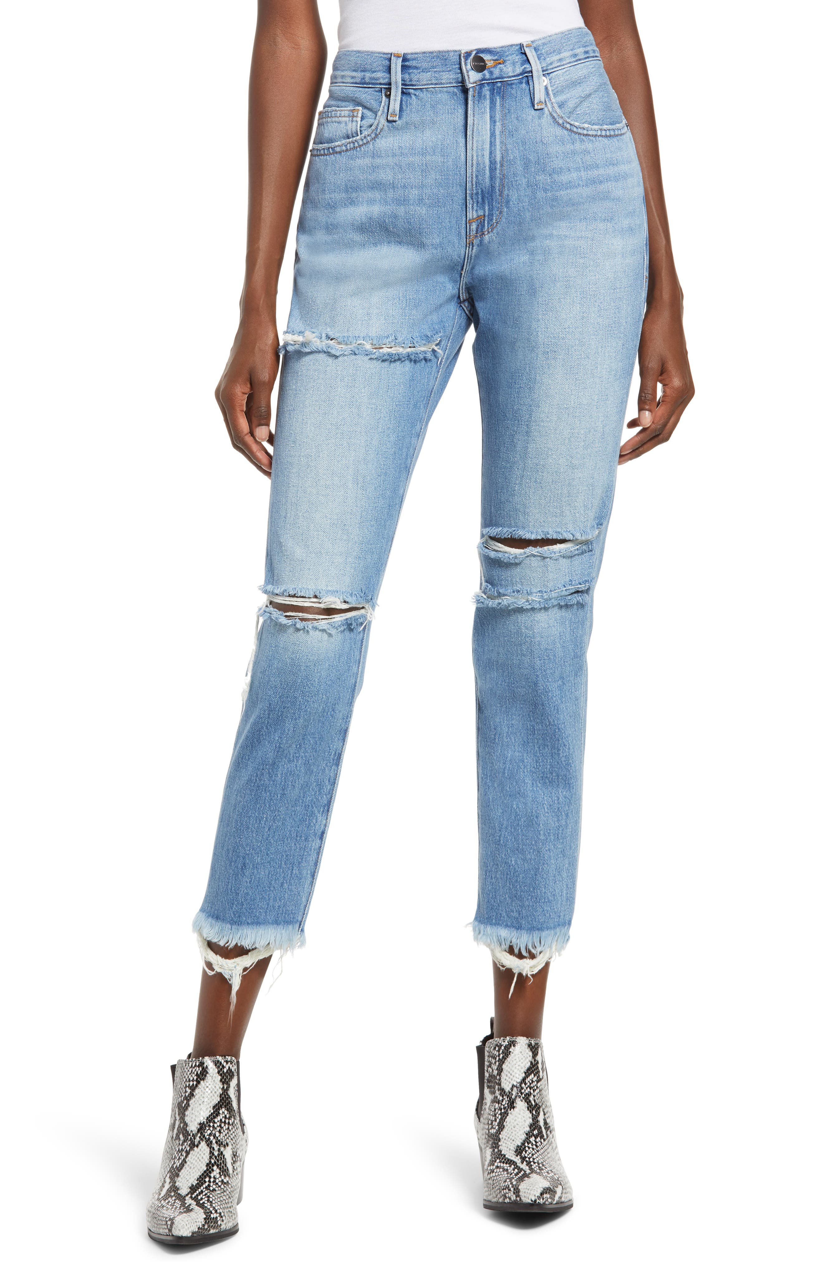 FRAME Le Beau Ripped Crop Boyfriend Jeans (Women) | Nordstromrack