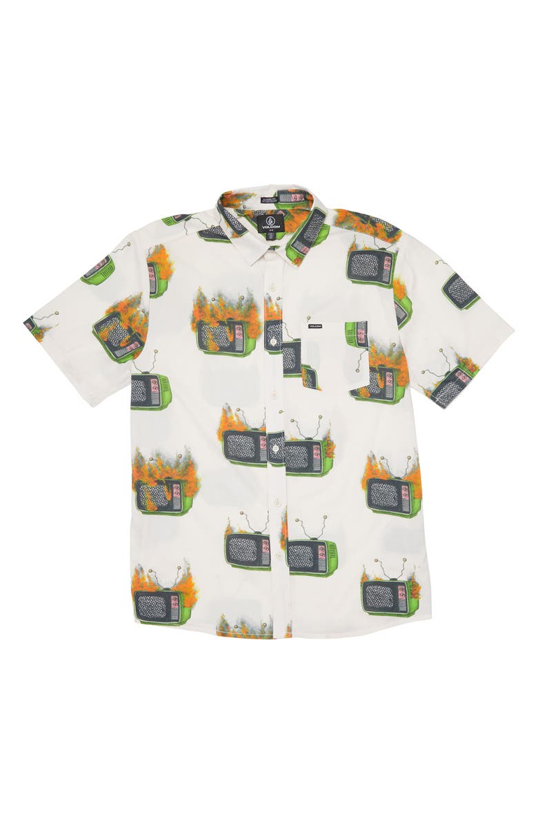 Volcom Justin Hager Print Short Sleeve Button-Up Shirt, Main, color, 