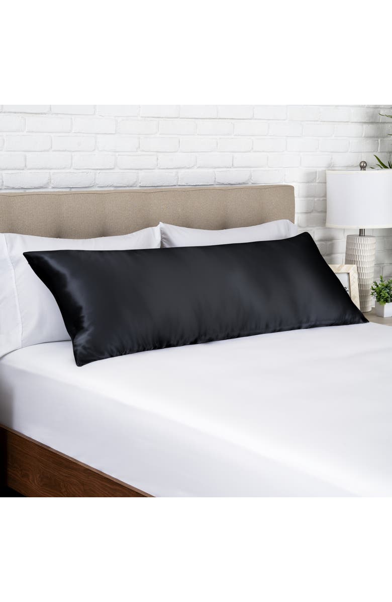 Bare Home 19 Momme 100% Mulberry Silk Pillowcase, Body Size, Alternate, color, Black