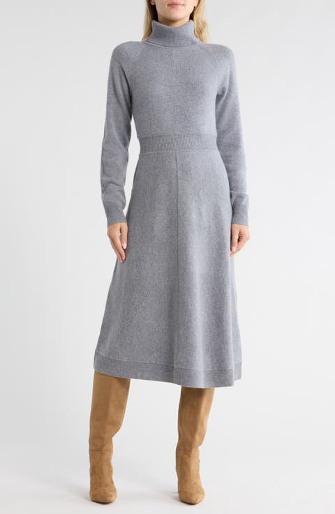 Bethany Long Sleeve Wool Turtleneck Sweater Dress