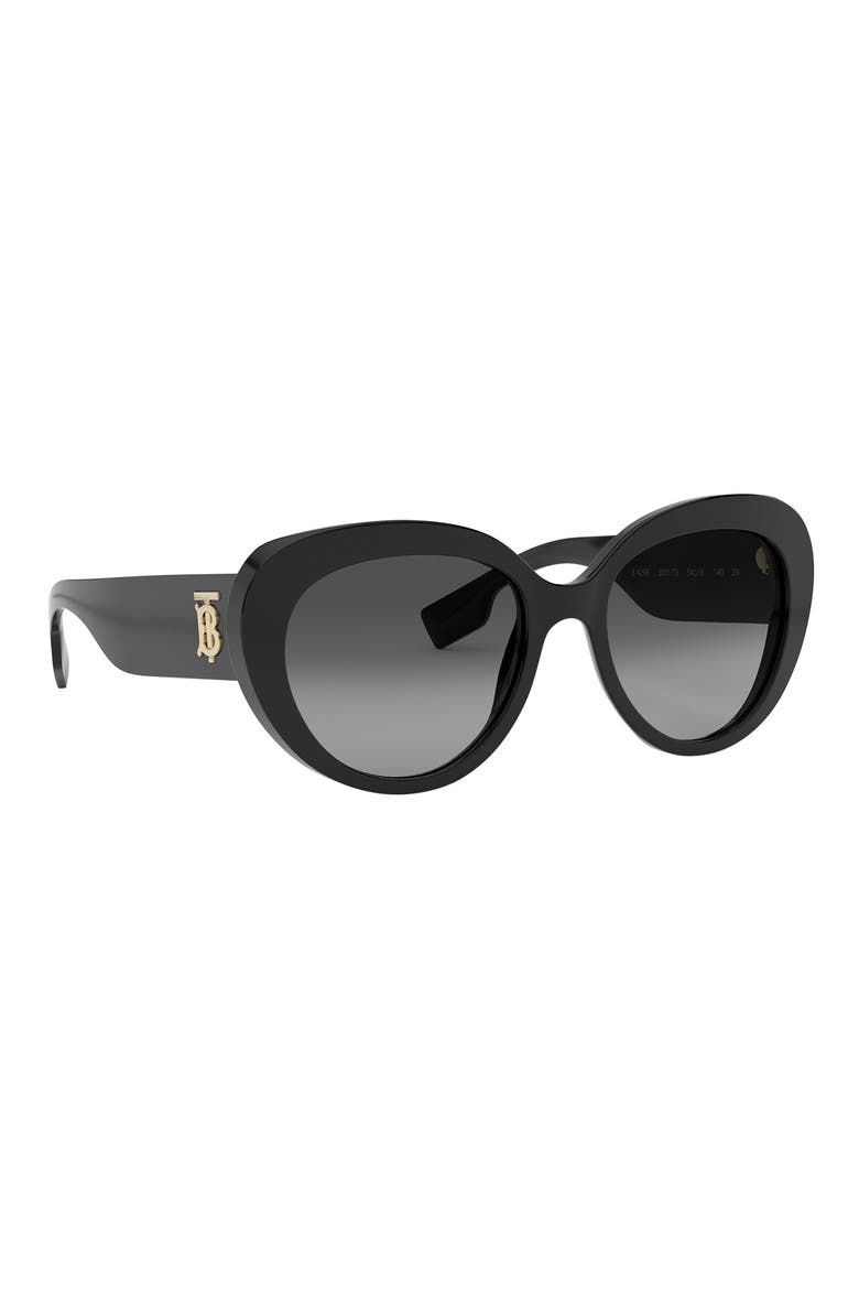 54mm Round Cat Eye Sunglasses, Alternate, color, BLACK